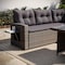 Flash Furniture Huck Wicker Rattan Conversation Set, L-Shaped Sofa w/Dining Table, Weather Resistant Cushions, Gray LTS-SET-02023-GY-GY-GG - alternate 9